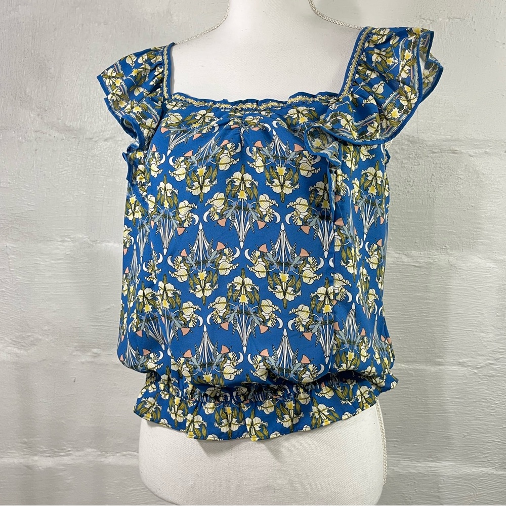 MAX STUDIO FLORAL RUFFLE TOP NEW WITH TAG - Picture 2 of 12